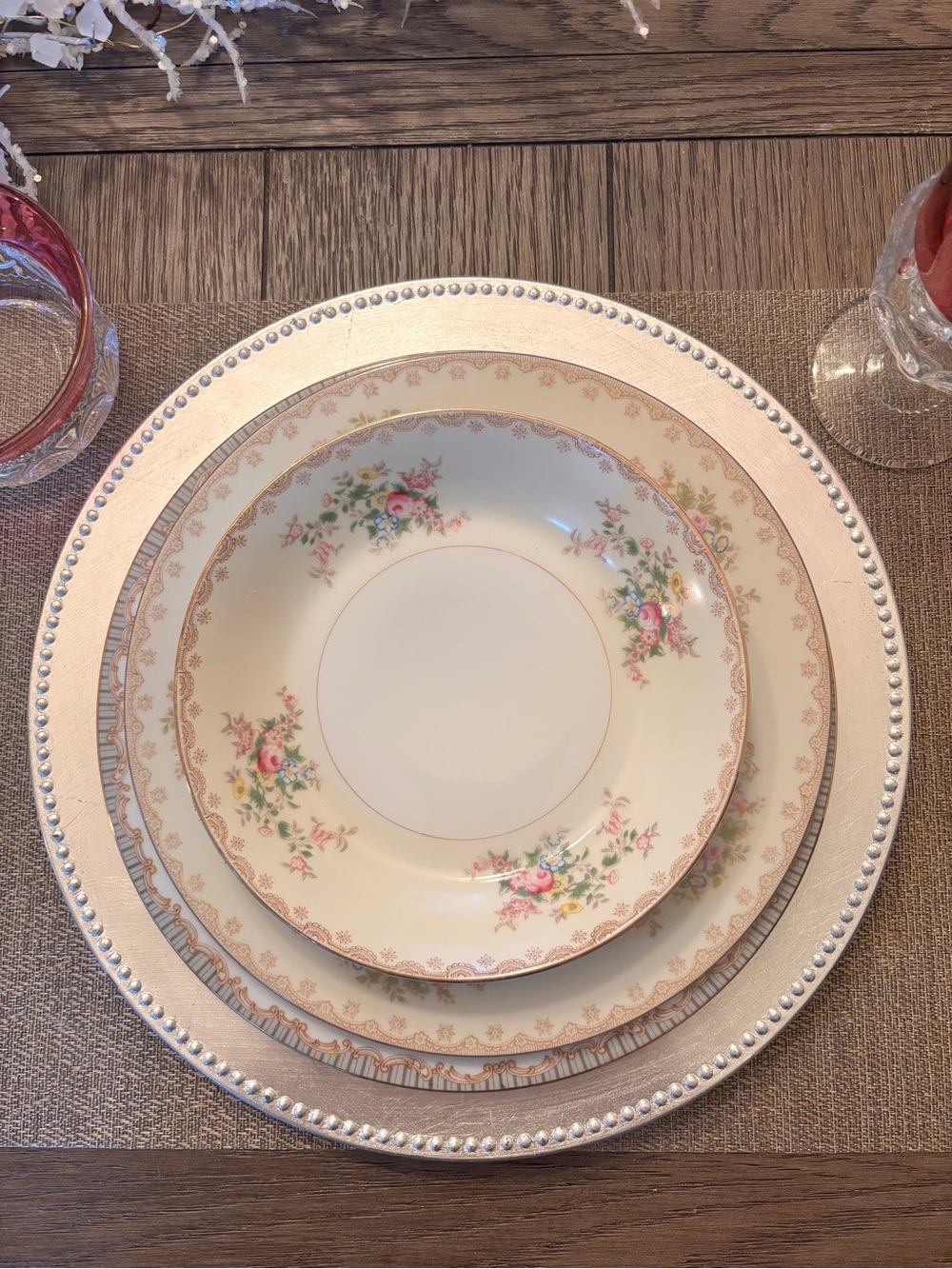 Vintage Meito China Hand Painted Floral Bowls – Set of 4 – 7.5”